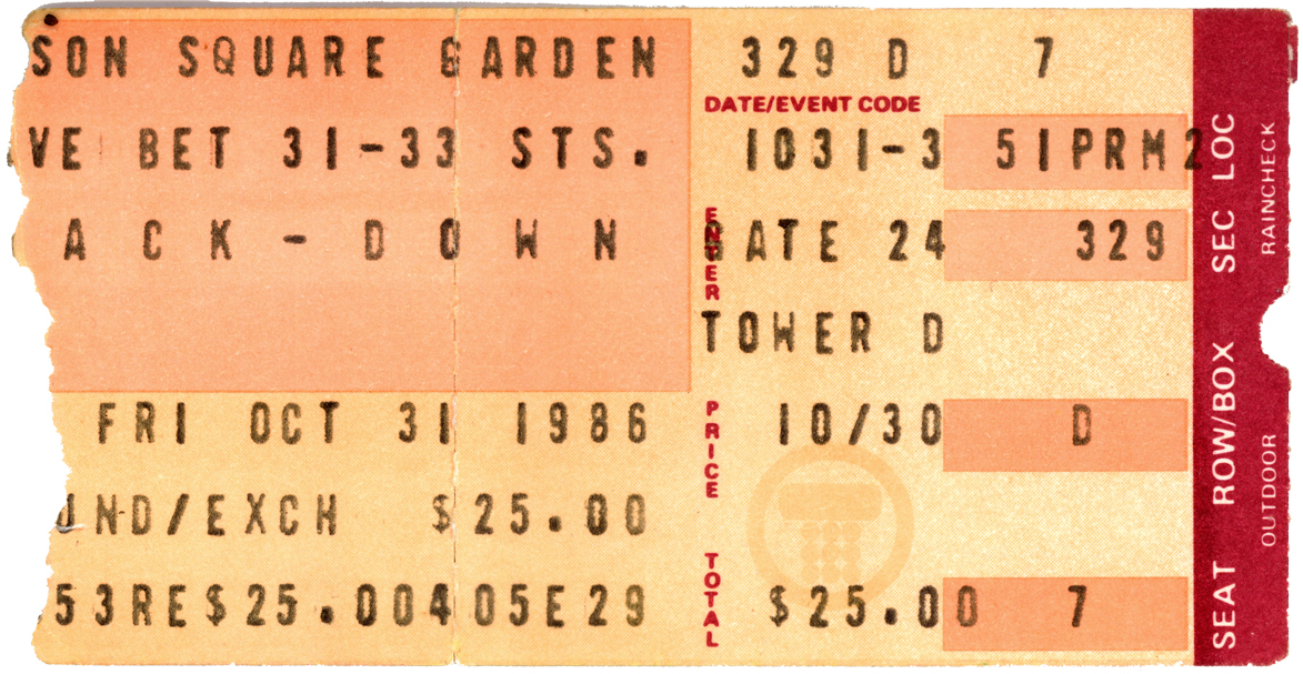 Crack Down Concert 1986-10-31 MSG NYC 300dpi Ticket Stub